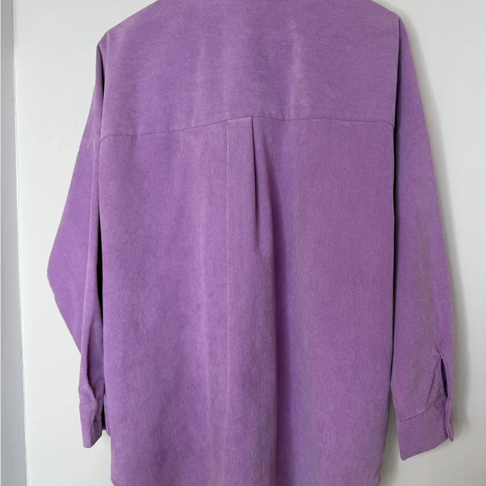Zara Purple Lilac Casual Corduroy Button Front Oversized Shirt Jacket Shacket XS - Picture 15 of 16